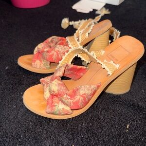 Dolce vita Floral Block Heel Sandals wrap around straps